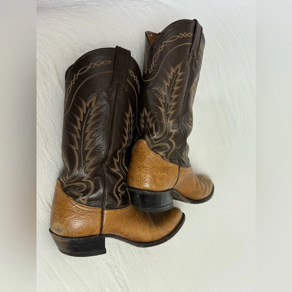 Tony Lama Black Label 6530 Western Cowboy Boots Brown Leather Men's Size 10B